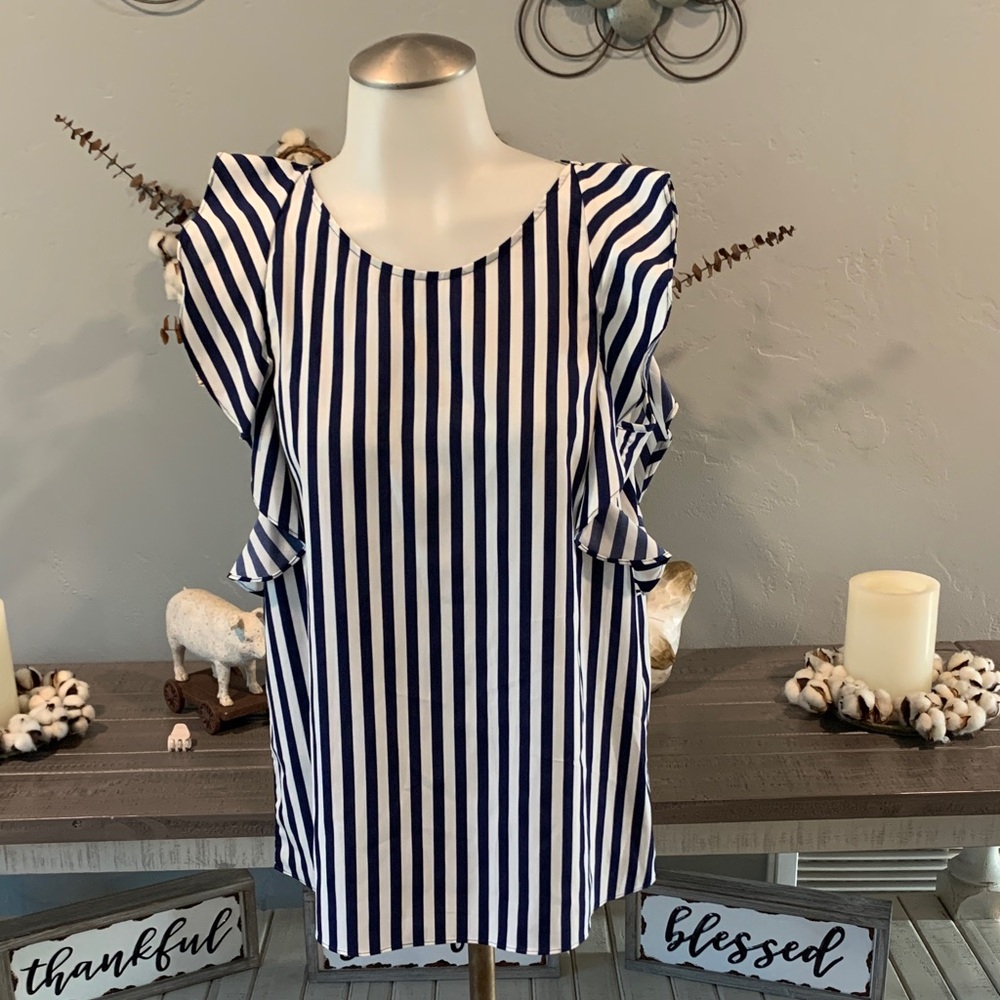 Juicy Couture Blue and White Striped Blouse
